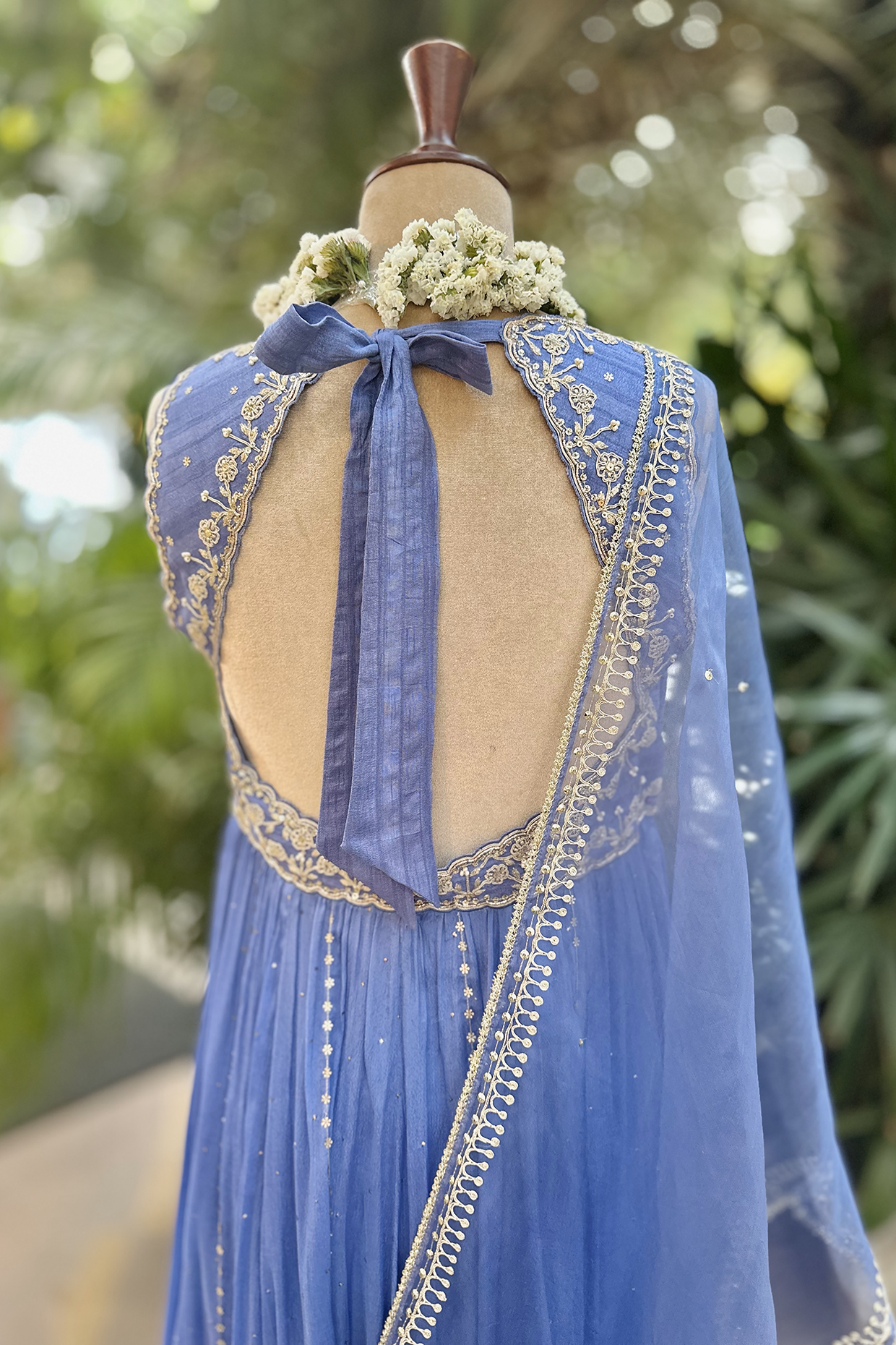 Cornflower Blue Embroidered Anarkali Set
