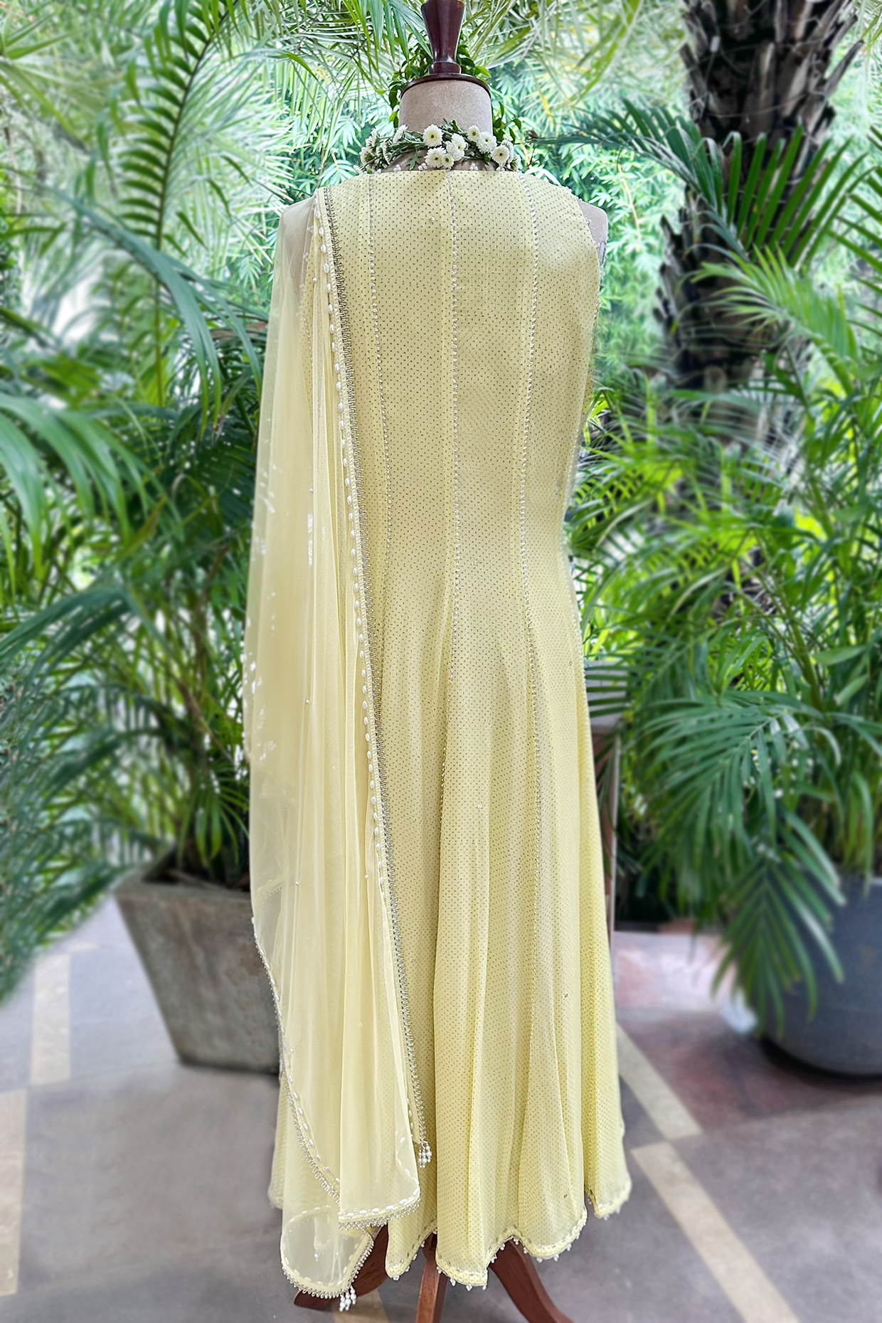 Butter Yellow Chiffon Anarkali Set