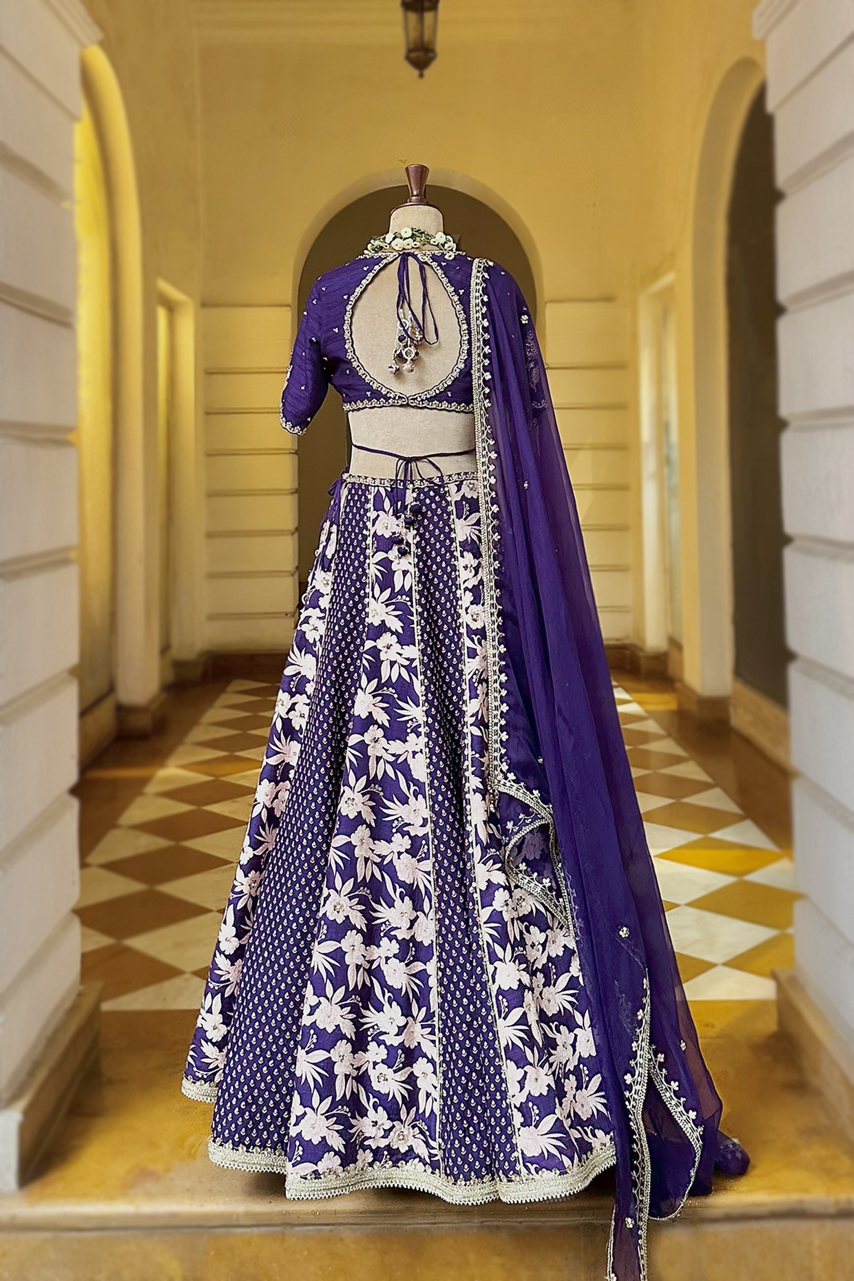 Royal Purple Silk Embroidered Concept Lehenga Set