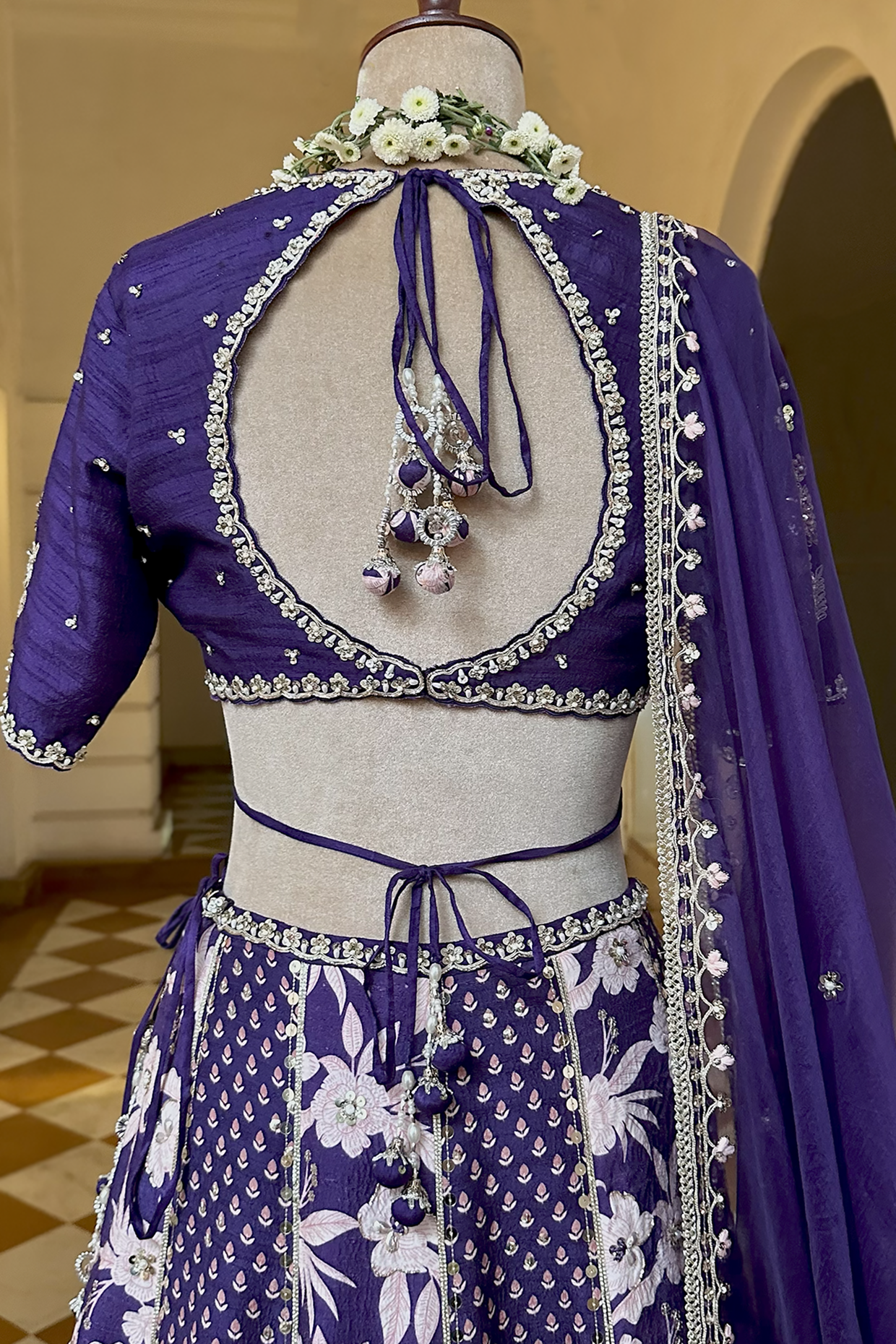 Royal Purple Silk Embroidered Concept Lehenga Set