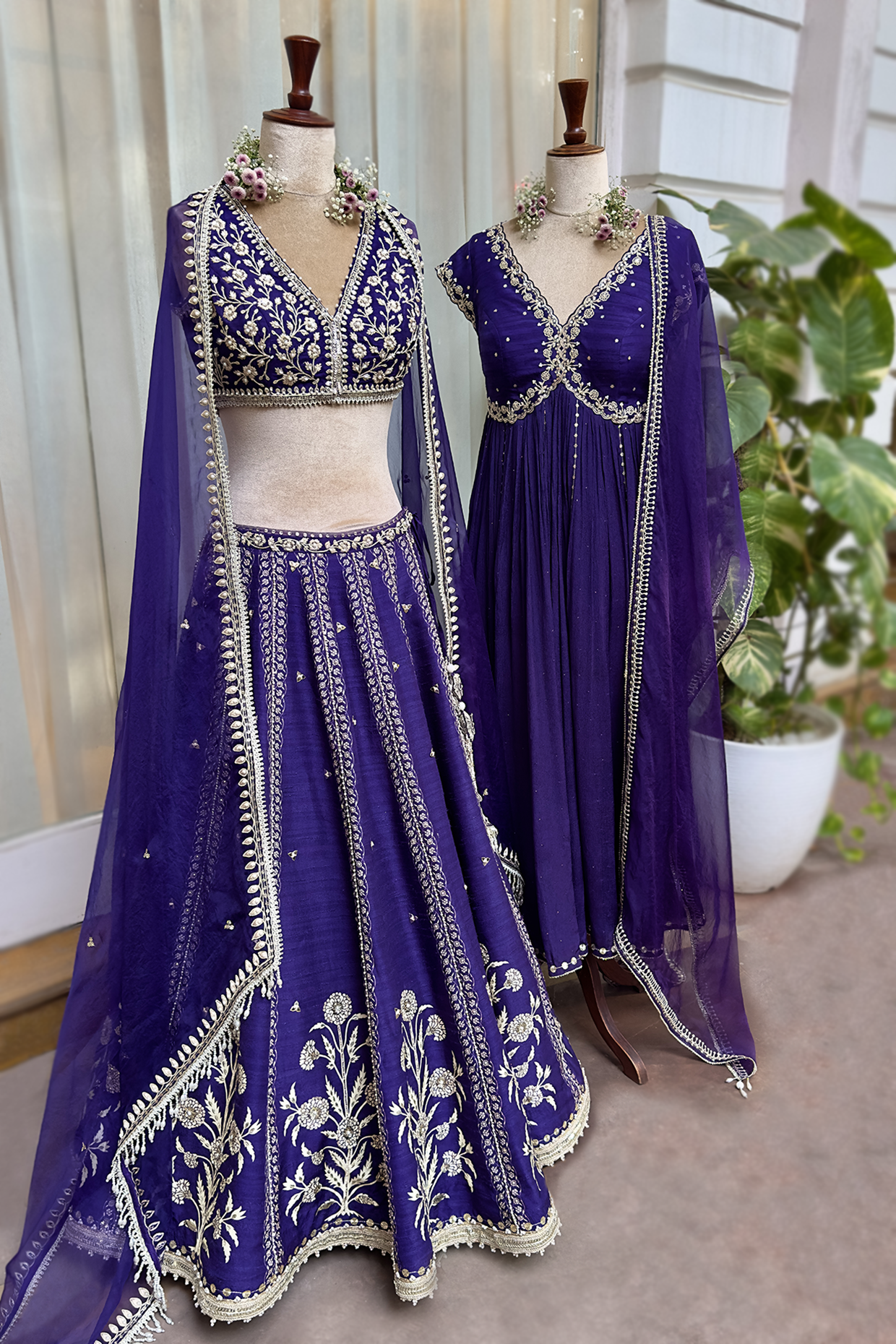 Royal Purple Silk Embroidered Lehenga Set