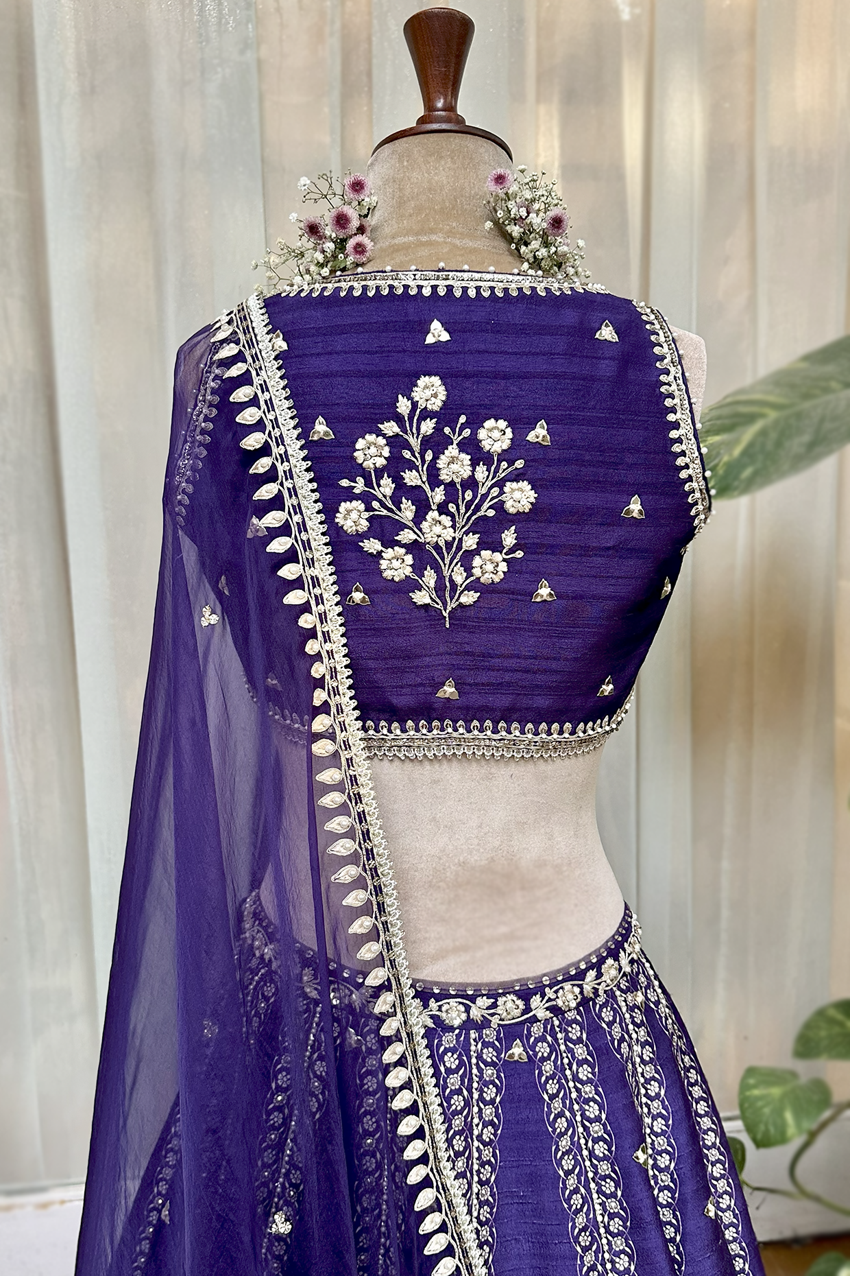 Royal Purple Silk Embroidered Lehenga Set