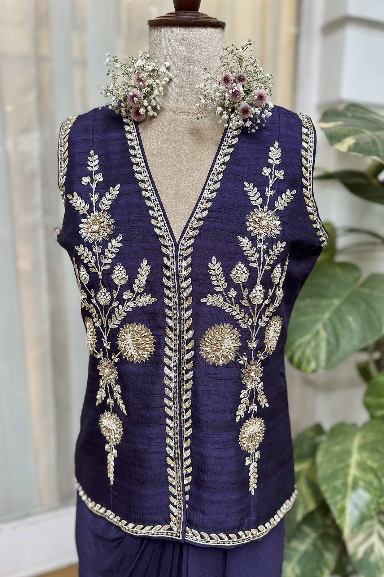 Royal Purple Silk Waistcoat Jacket Set
