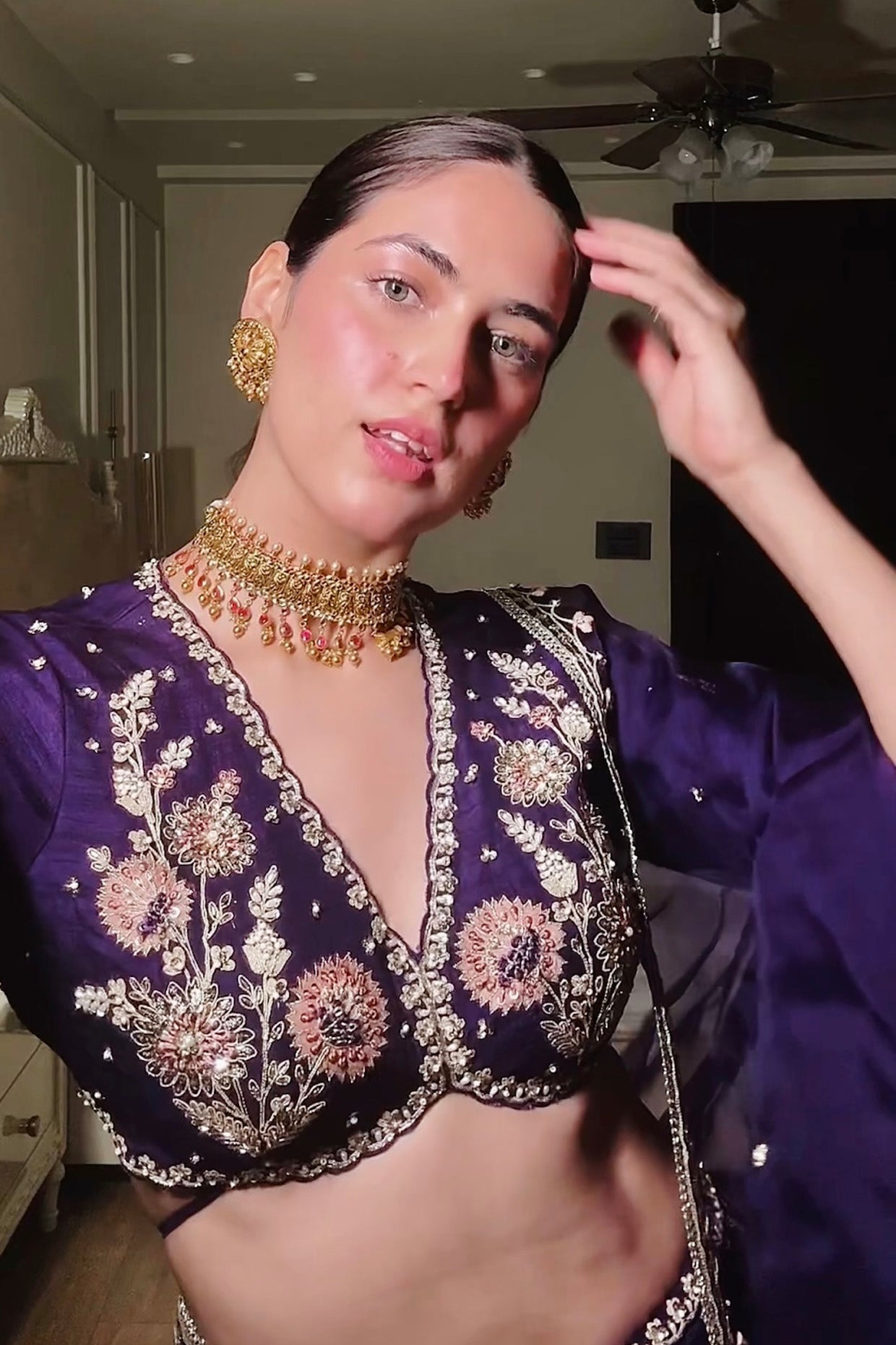 Amitha In Royal Purple Silk Concept Lehenga Set