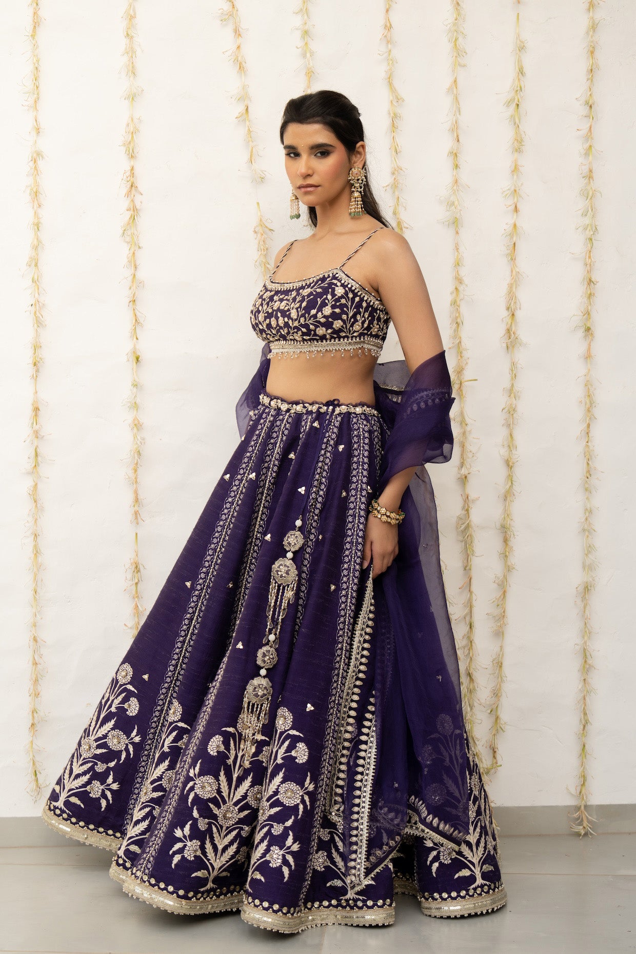 Royal Purple Silk Embroidered Lehenga Set