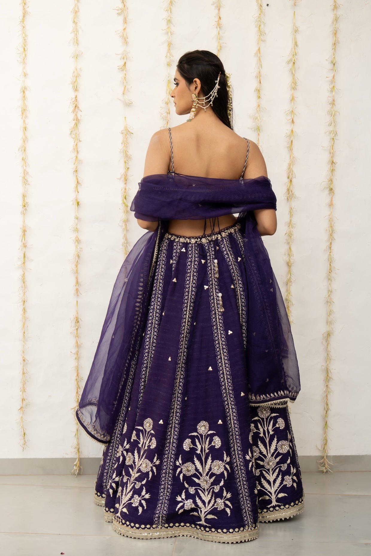 Royal Purple Silk Embroidered Lehenga Set