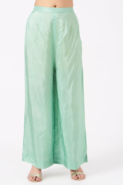 Aqua Chiffon Mirror Work Anarkali Set