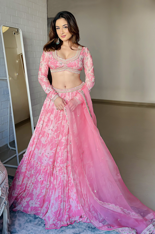 Uditi Singh In Candy Pink Tiered Skirt Set