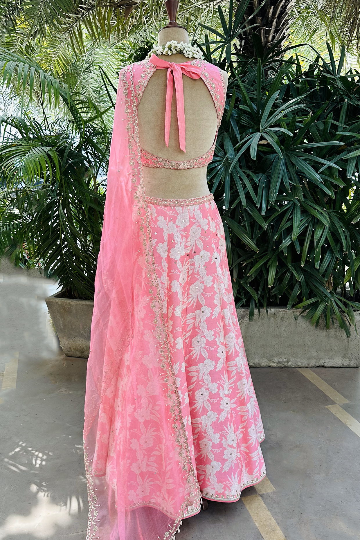 Candy Pink Silk Printed & Embroidered Lehenga Set