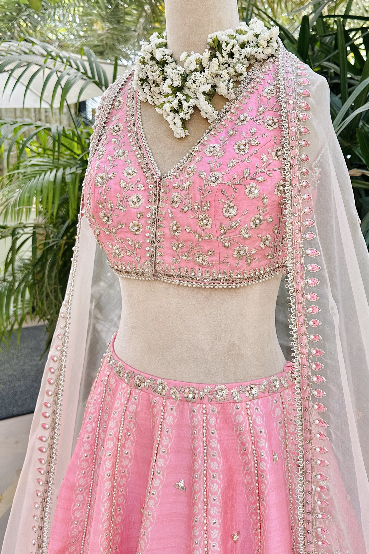 Candy Pink Silk Embroidered Lehenga Set