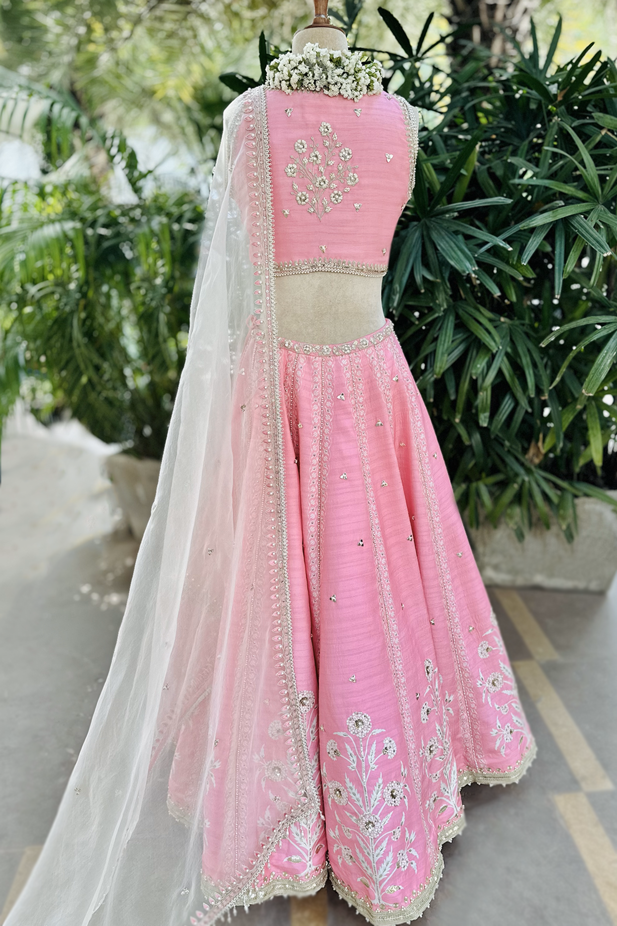 Candy Pink Silk Embroidered Lehenga Set