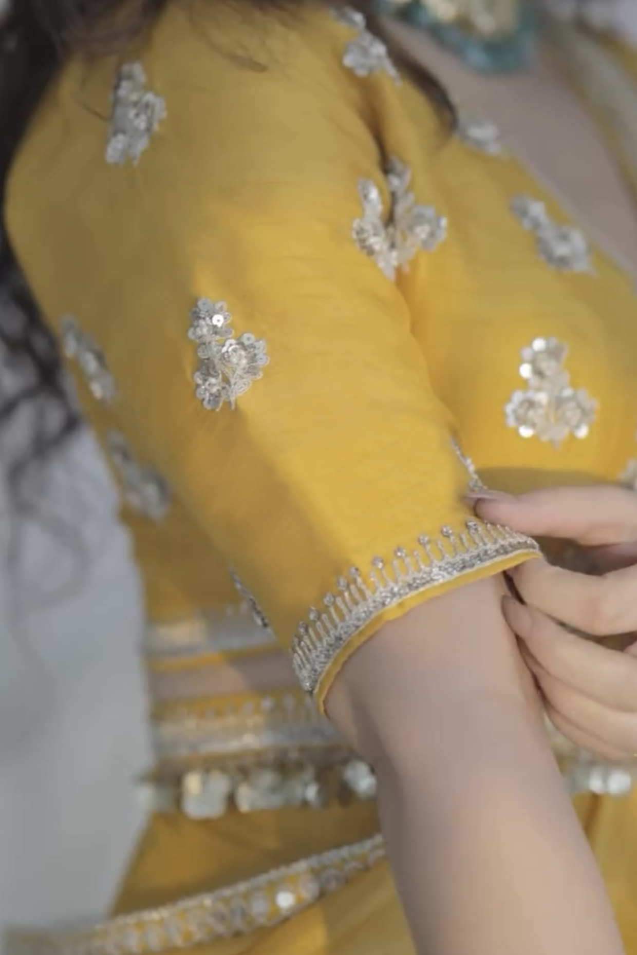 Shiv Shakti In Marigold Yellow Tissue Draped Saree Set