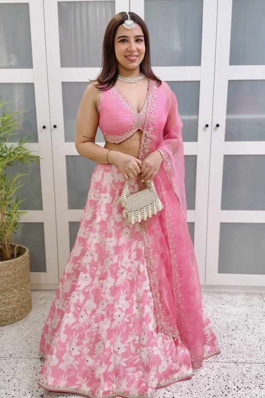 Himani In Candy Pink Silk Lehenga Set