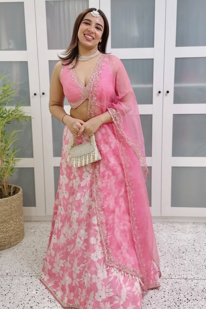 Himani In Candy Pink Silk Lehenga Set