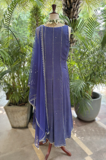 Ink Blue Chiffon Anarkali Set