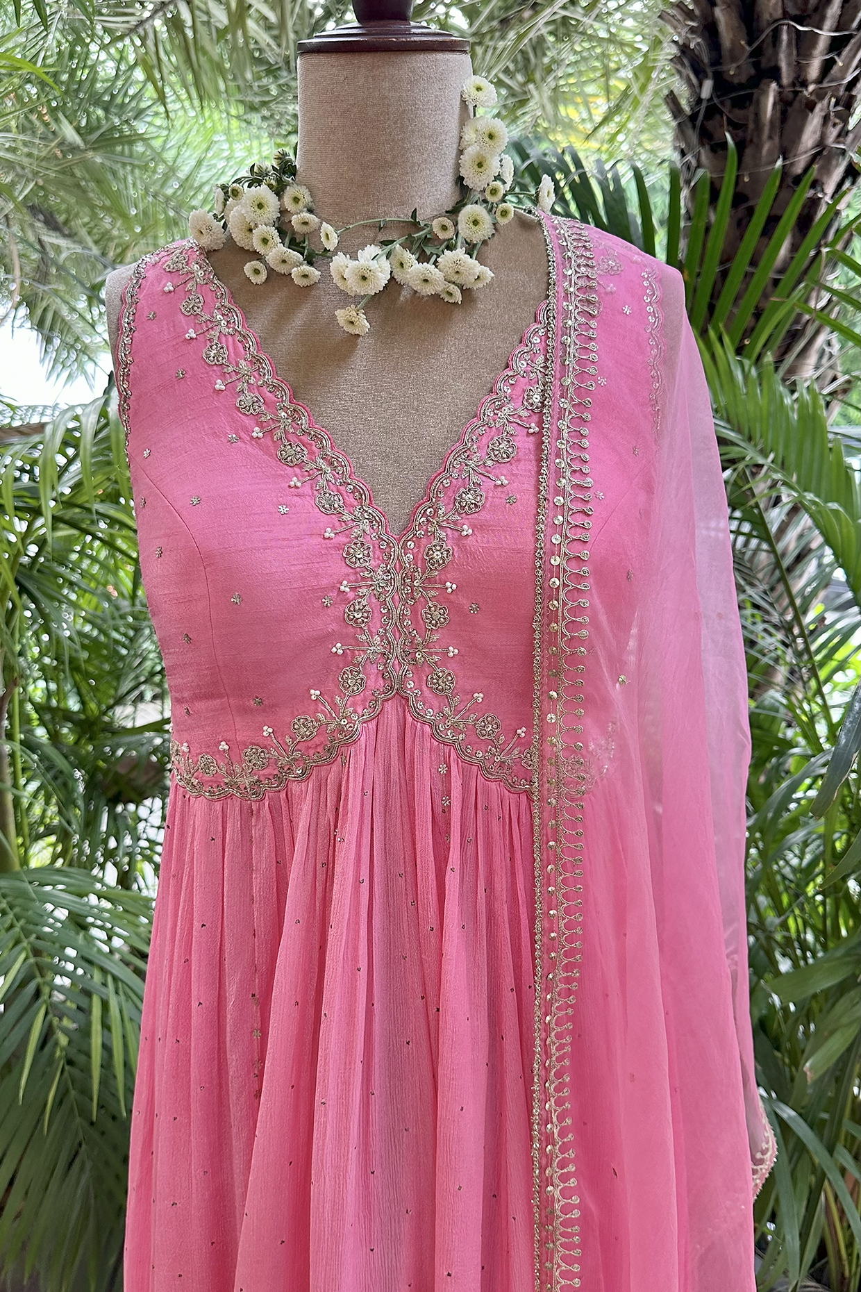 Candy Pink Embroidered Anarkali Set