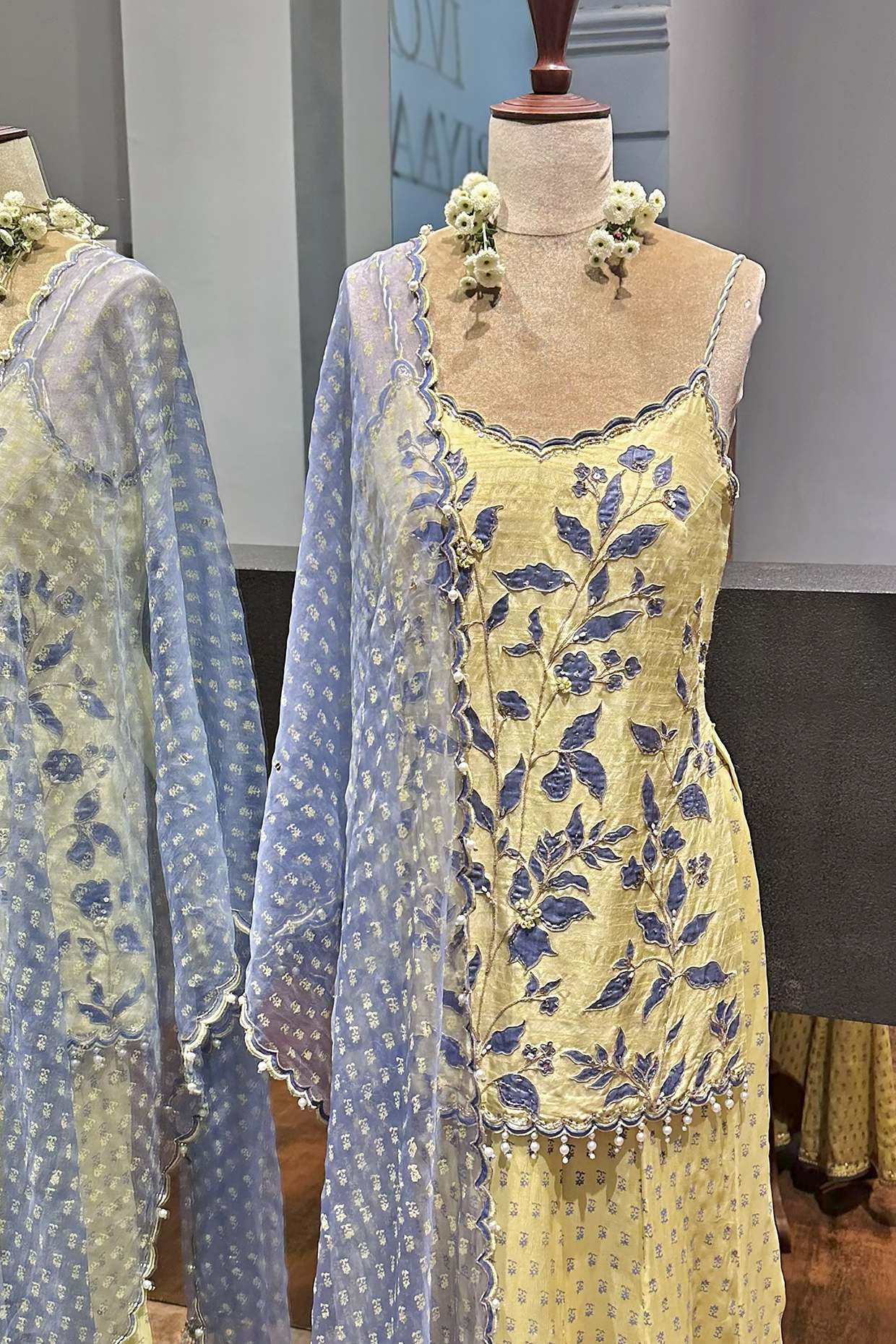 Butter Yellow Silk Embroidered Sharara Set