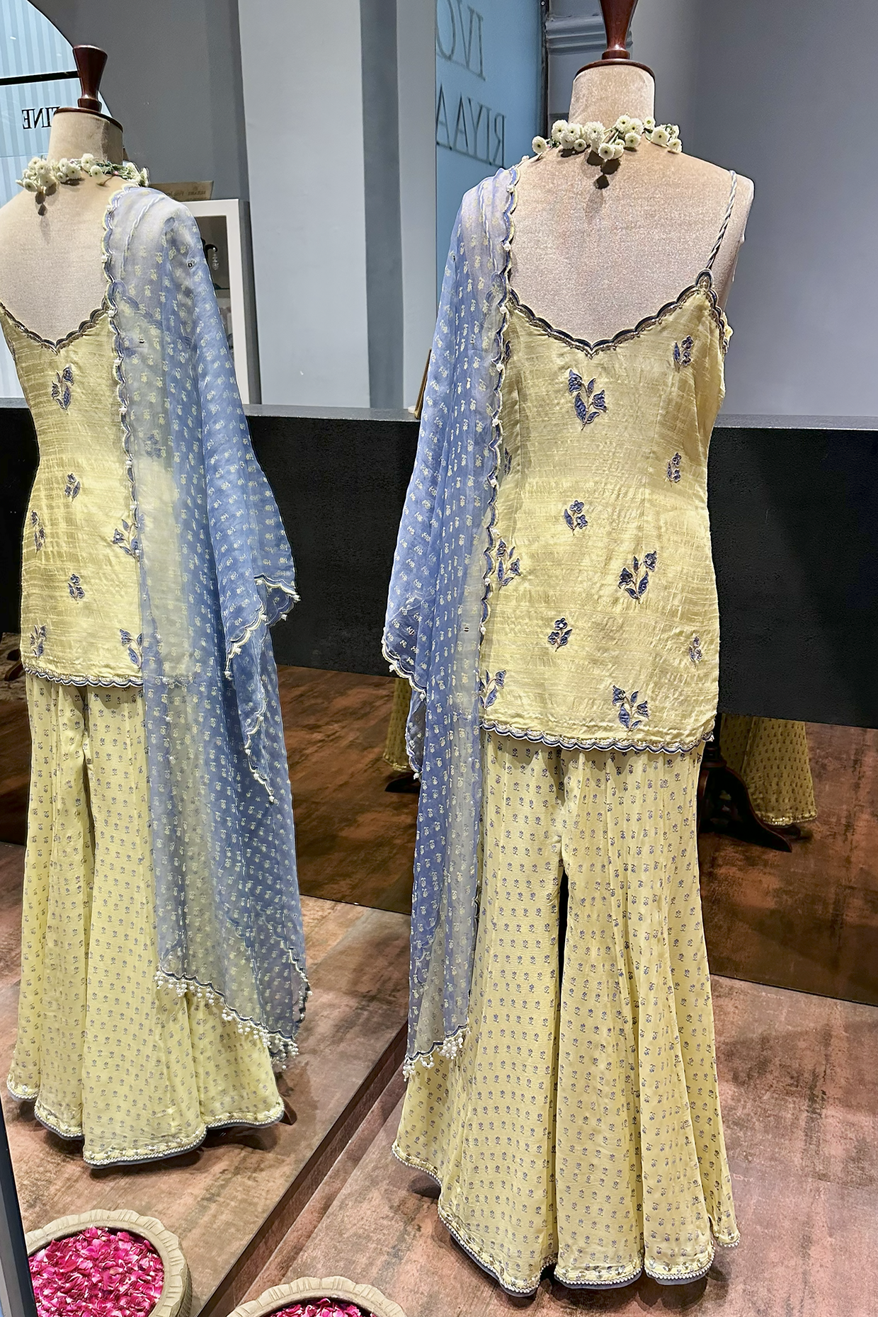 Butter Yellow Silk Embroidered Sharara Set