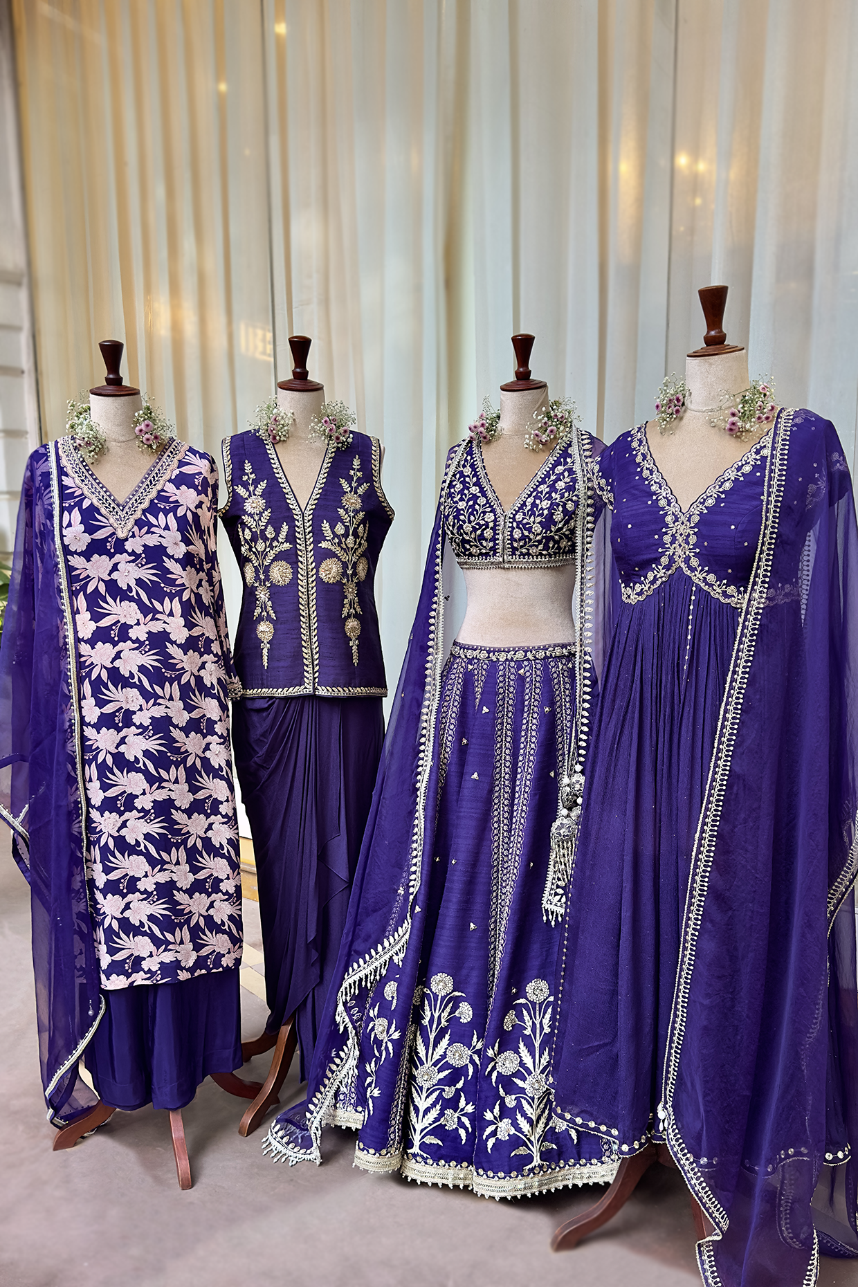 Royal Purple Silk Embroidered Anarkali Set