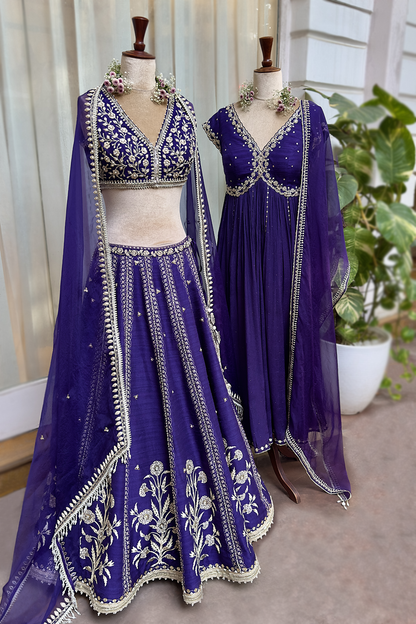 Royal Purple Silk Embroidered Lehenga Set