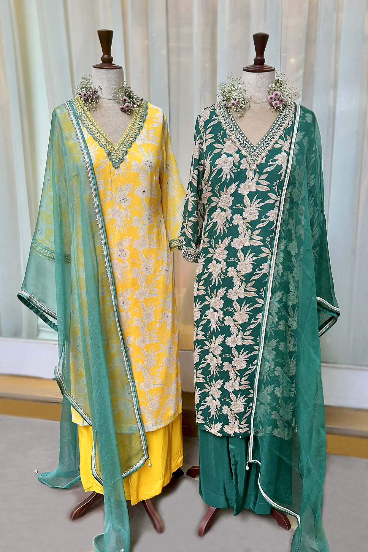 Mustard Crepe Straight Kurta Set
