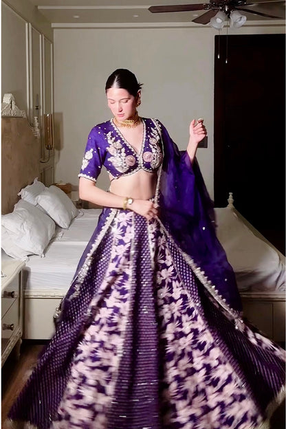 Amitha In Royal Purple Silk Concept Lehenga Set