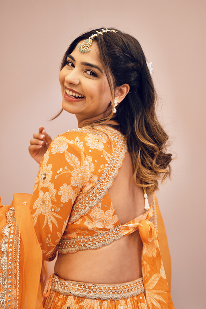 Tanusha Bajaj In Orange Tiered Skirt Set