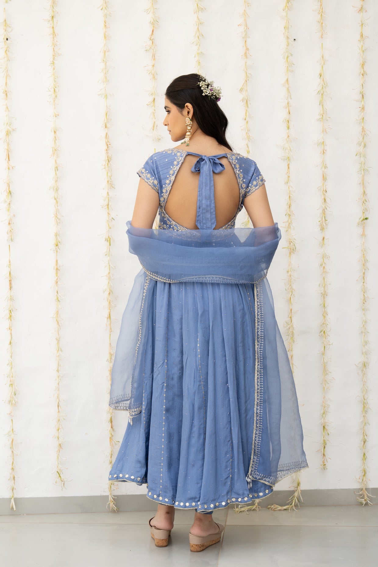 Cornflower Blue Embroidered Anarkali Set