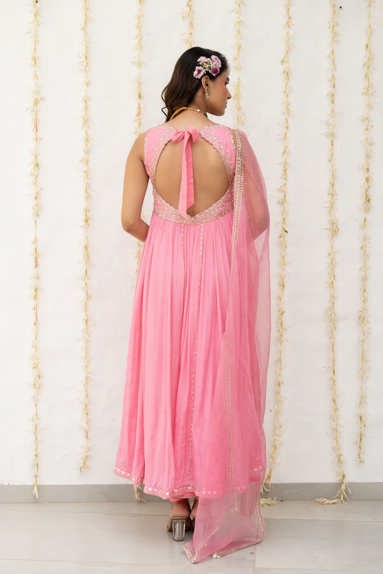 Candy Pink Embroidered Anarkali Set