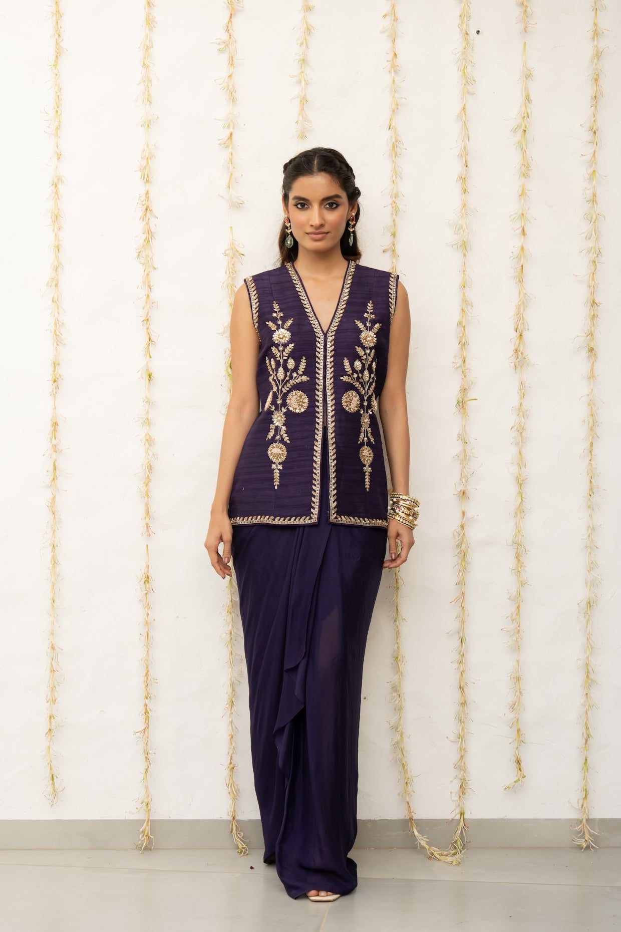 Royal Purple Silk Waistcoat Jacket Set