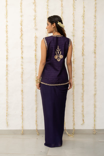 Royal Purple Silk Waistcoat Jacket Set