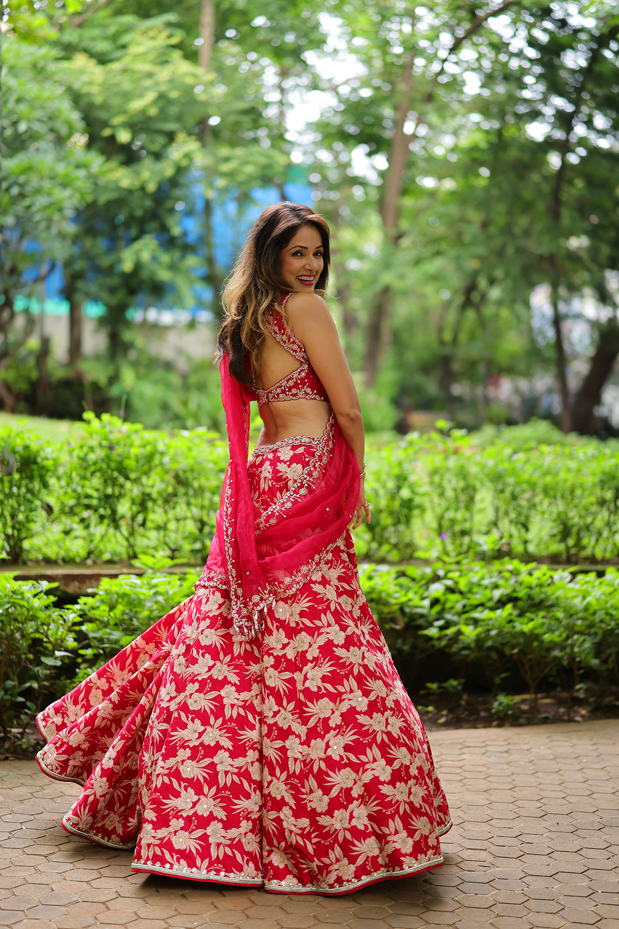 Vidya Malavde In Cherry Red Silk Lehenga Set