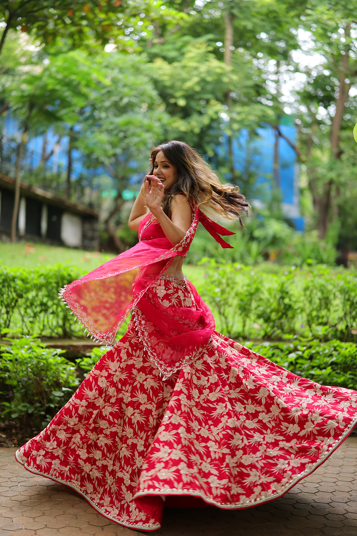 Vidya Malavde In Cherry Red Silk Lehenga Set